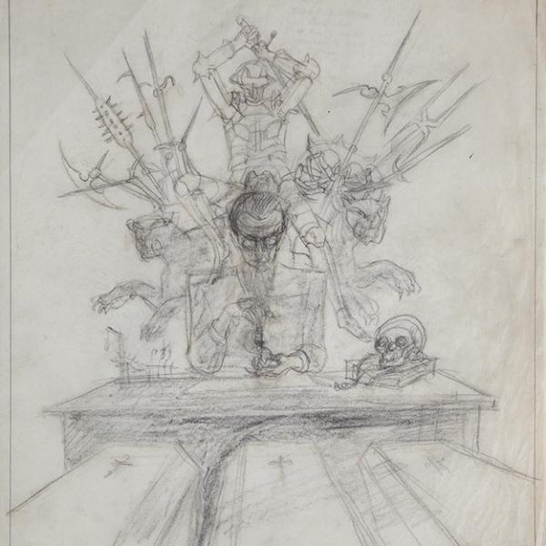 Hombre, muerte  y ataúdes